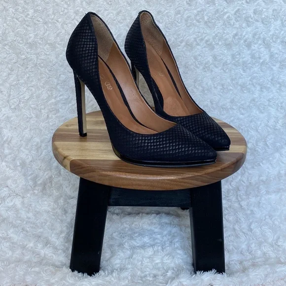 Aldo Shoes Aldo Black Snakeskin Leather Heels Poshmark
